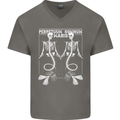 Skeleton Mermaids Eternal Sleep of the Sea Skulls Mens V-Neck Cotton T-Shirt Charcoal