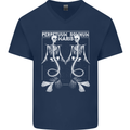 Skeleton Mermaids Eternal Sleep of the Sea Skulls Mens V-Neck Cotton T-Shirt Navy Blue