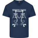 Skeleton Mermaids Eternal Sleep of the Sea Skulls Mens V-Neck Cotton T-Shirt Navy Blue