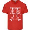 Skeleton Mermaids Eternal Sleep of the Sea Skulls Mens V-Neck Cotton T-Shirt Red
