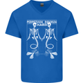 Skeleton Mermaids Eternal Sleep of the Sea Skulls Mens V-Neck Cotton T-Shirt Royal Blue