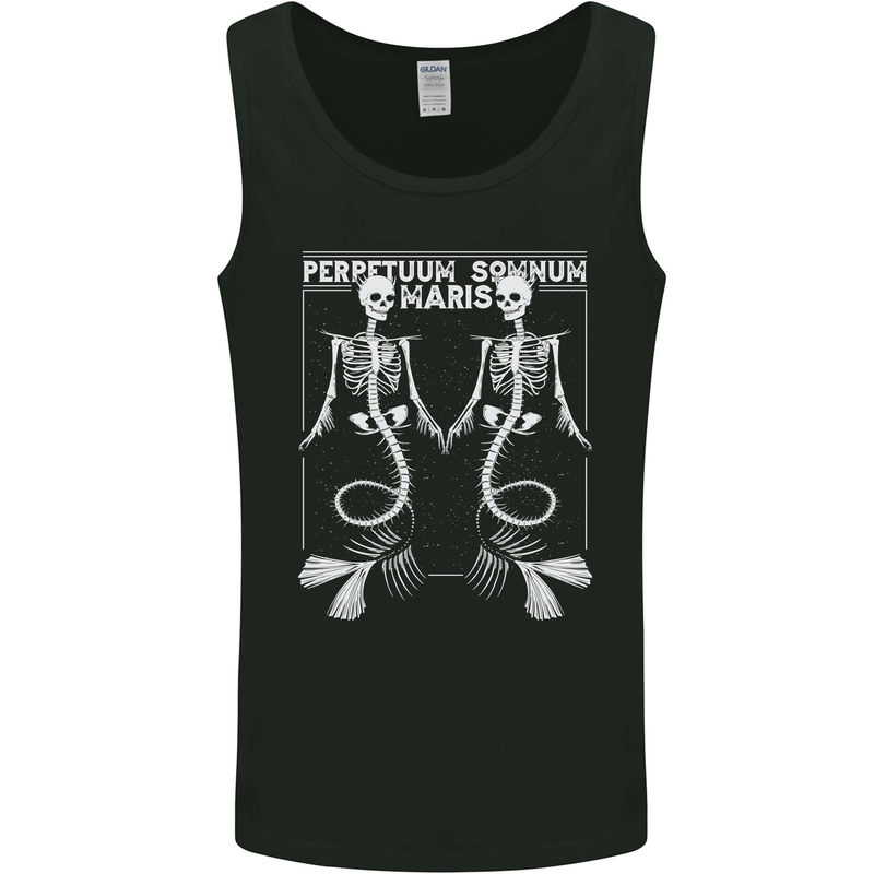 Skeleton Mermaids Eternal Sleep of the Sea Skulls Mens Vest Tank Top Black
