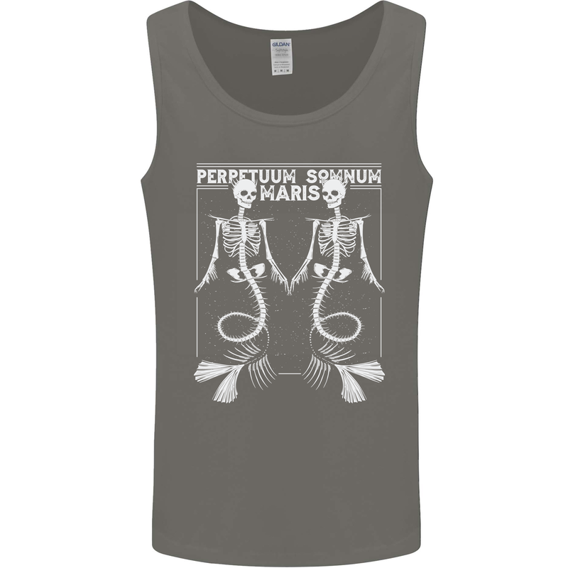 Skeleton Mermaids Eternal Sleep of the Sea Skulls Mens Vest Tank Top Charcoal