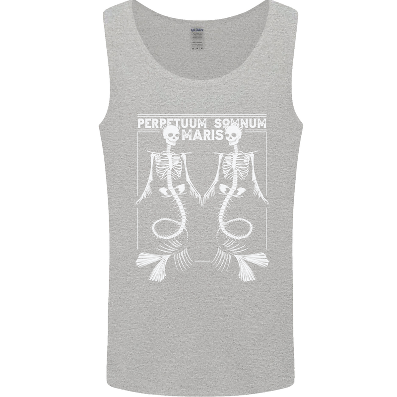 Skeleton Mermaids Eternal Sleep of the Sea Skulls Mens Vest Tank Top Sports Grey