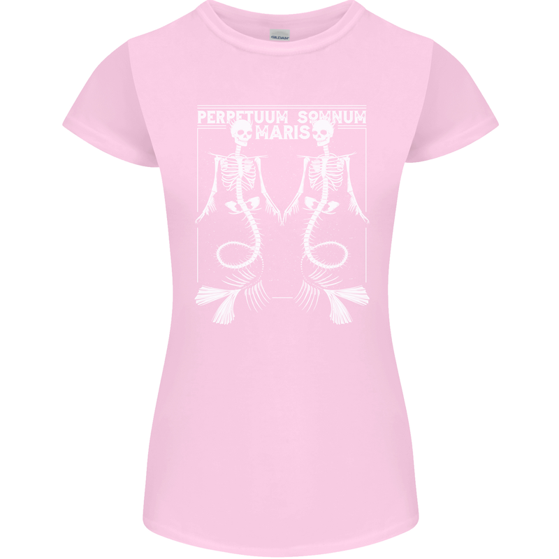 Skeleton Mermaids Eternal Sleep of the Sea Skulls Womens Petite Cut T-Shirt Light Pink