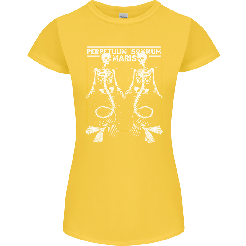 Skeleton Mermaids Eternal Sleep of the Sea Skulls Womens Petite Cut T-Shirt Yellow