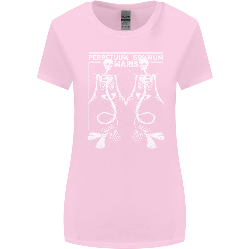 Skeleton Mermaids Eternal Sleep of the Sea Skulls Womens Wider Cut T-Shirt Light Pink