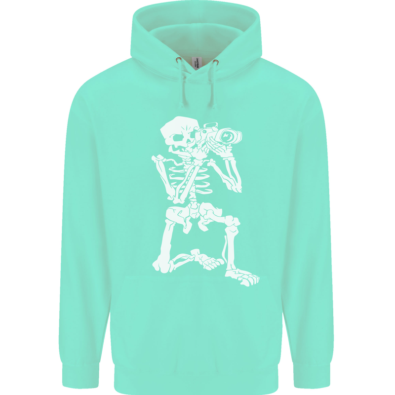 Skeleton Photographer Photography Childrens Kids Hoodie Peppermint