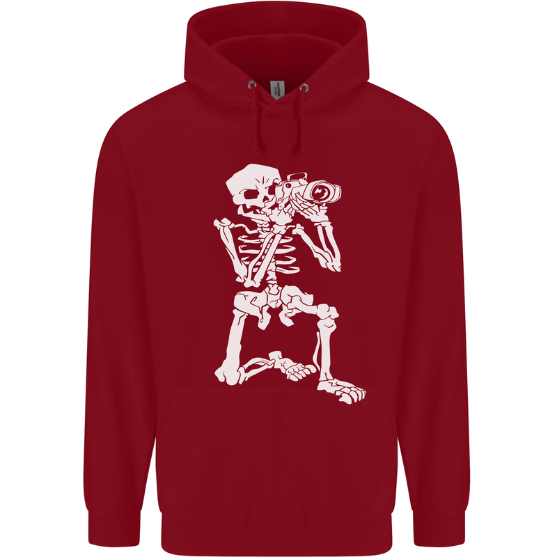 Skeleton Photographer Photography Childrens Kids Hoodie Red