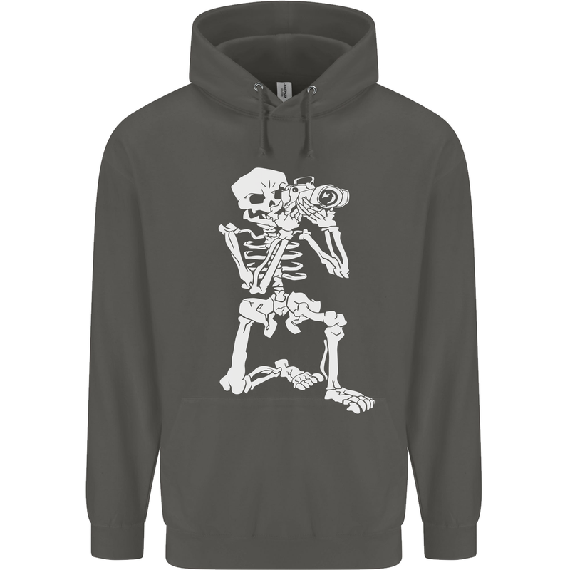 Skeleton Photographer Photography Childrens Kids Hoodie Storm Grey