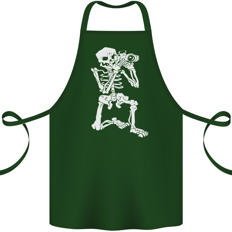 Skeleton Photographer Photography Cotton Apron 100% Organic Forest Green