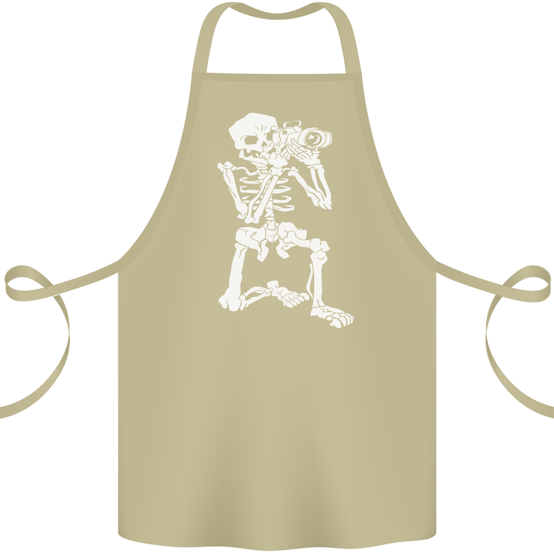 Skeleton Photographer Photography Cotton Apron 100% Organic Khaki