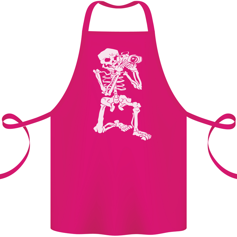 Skeleton Photographer Photography Cotton Apron 100% Organic Pink