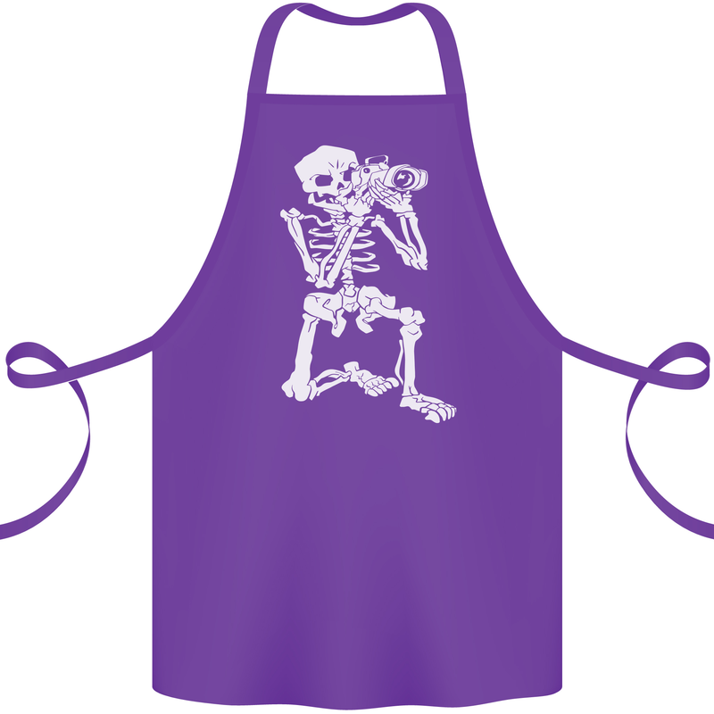 Skeleton Photographer Photography Cotton Apron 100% Organic Purple