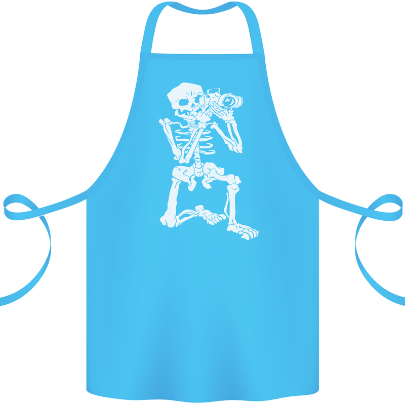 Skeleton Photographer Photography Cotton Apron 100% Organic Turquoise