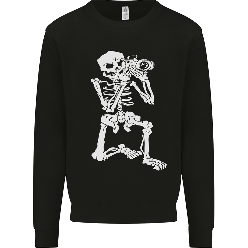 Skeleton Photographer Photography Kids Sweatshirt Jumper Black