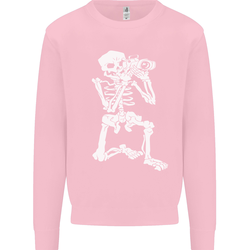 Skeleton Photographer Photography Kids Sweatshirt Jumper Light Pink