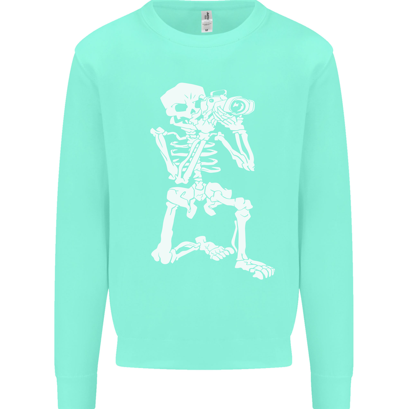 Skeleton Photographer Photography Kids Sweatshirt Jumper Peppermint