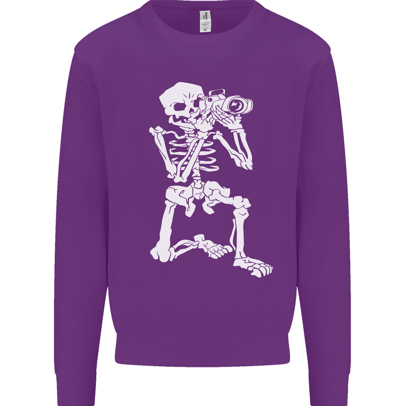 Skeleton Photographer Photography Kids Sweatshirt Jumper Purple