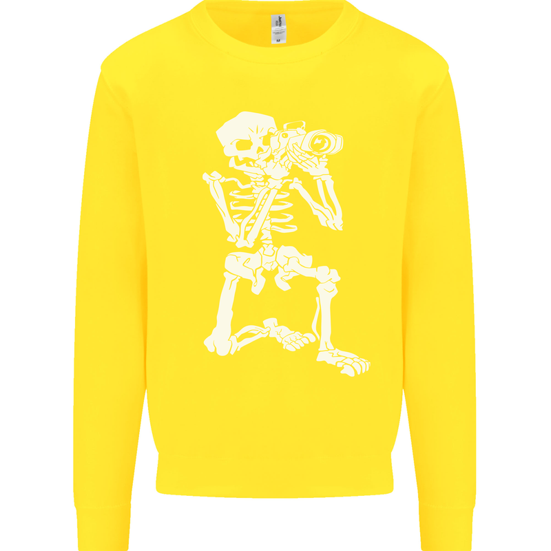 Skeleton Photographer Photography Kids Sweatshirt Jumper Yellow