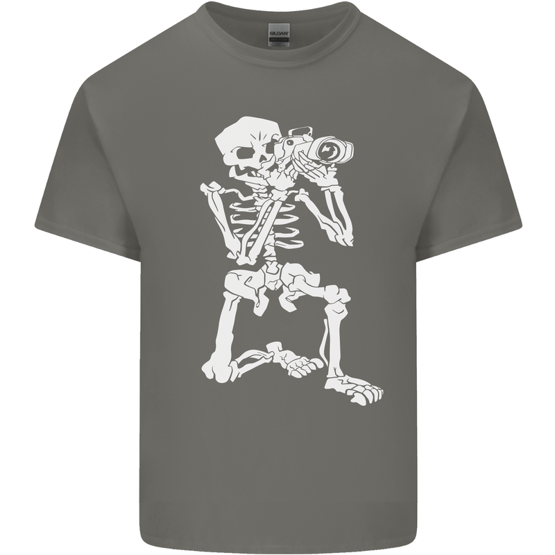 Skeleton Photographer Photography Kids T-Shirt Childrens Charcoal