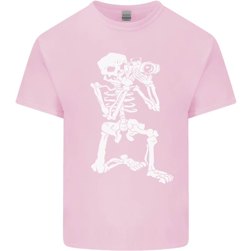 Skeleton Photographer Photography Kids T-Shirt Childrens Light Pink