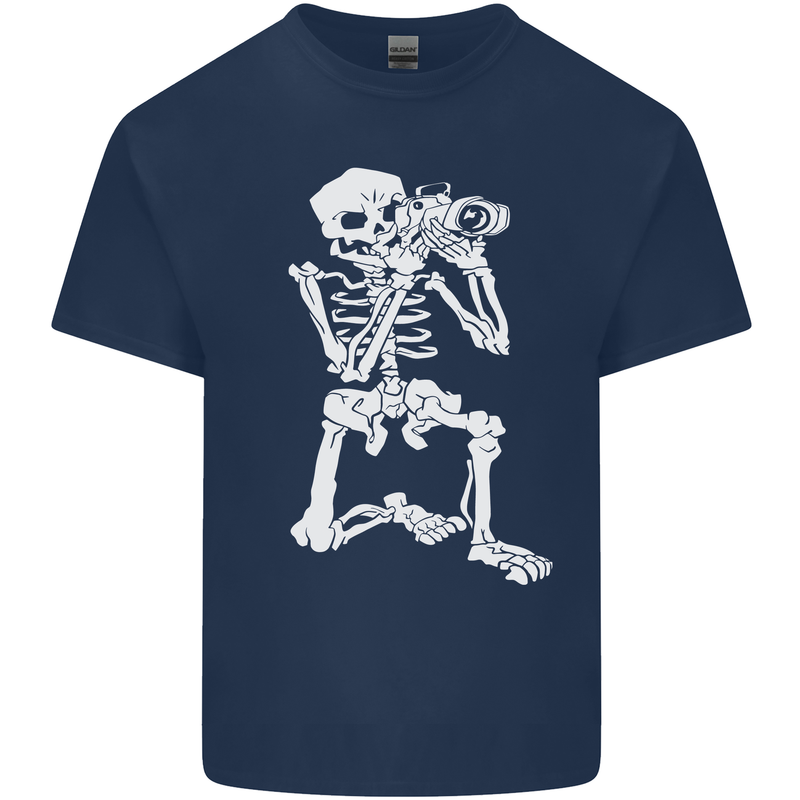 Skeleton Photographer Photography Kids T-Shirt Childrens Navy Blue