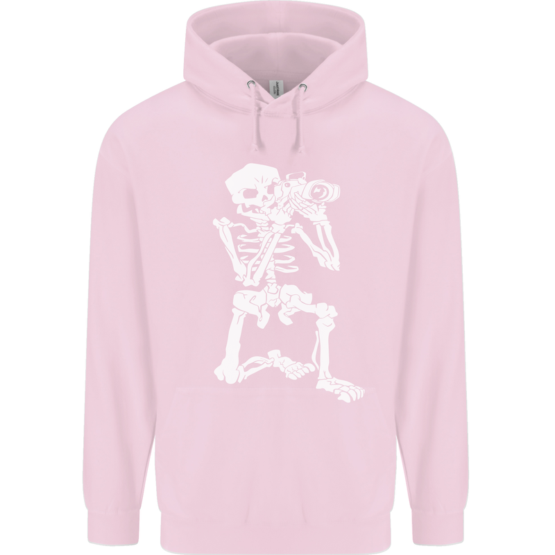 Skeleton Photographer Photography Mens 80% Cotton Hoodie Light Pink