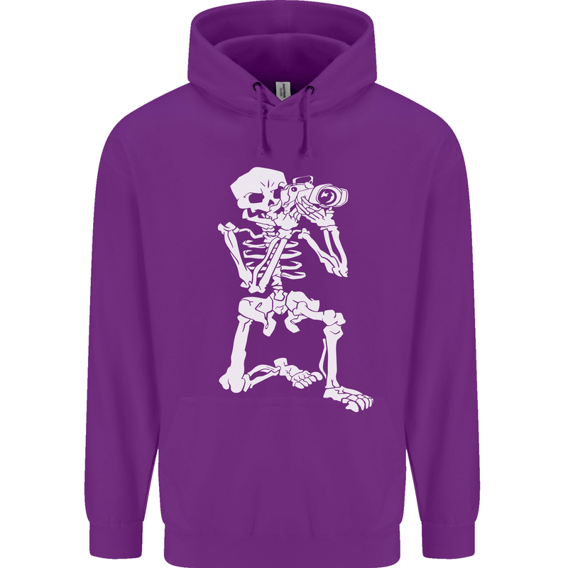 Skeleton Photographer Photography Mens 80% Cotton Hoodie Purple