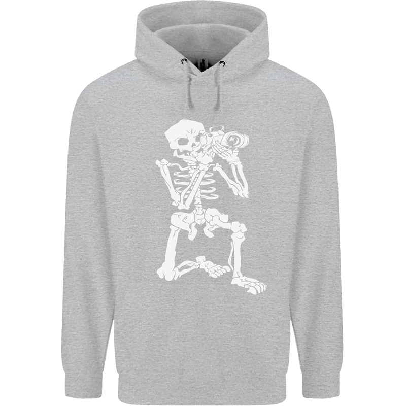 Skeleton Photographer Photography Mens 80% Cotton Hoodie Sports Grey
