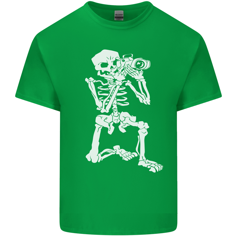 Skeleton Photographer Photography Mens Cotton T-Shirt Tee Top Irish Green