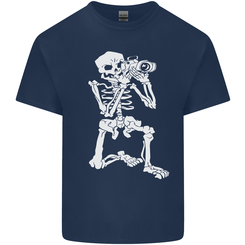 Skeleton Photographer Photography Mens Cotton T-Shirt Tee Top Navy Blue