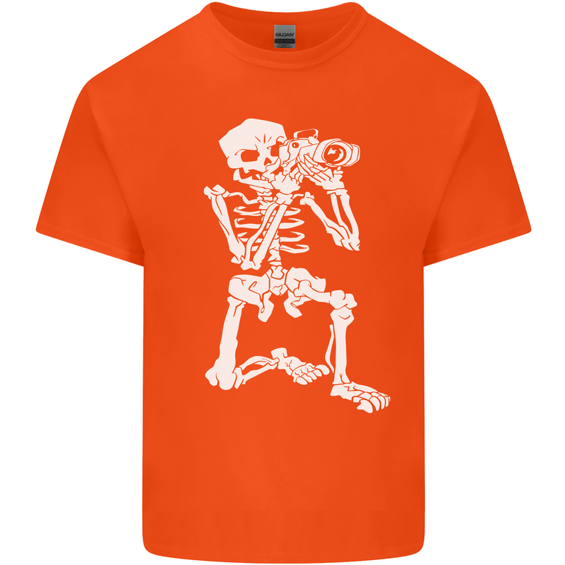 Skeleton Photographer Photography Mens Cotton T-Shirt Tee Top Orange