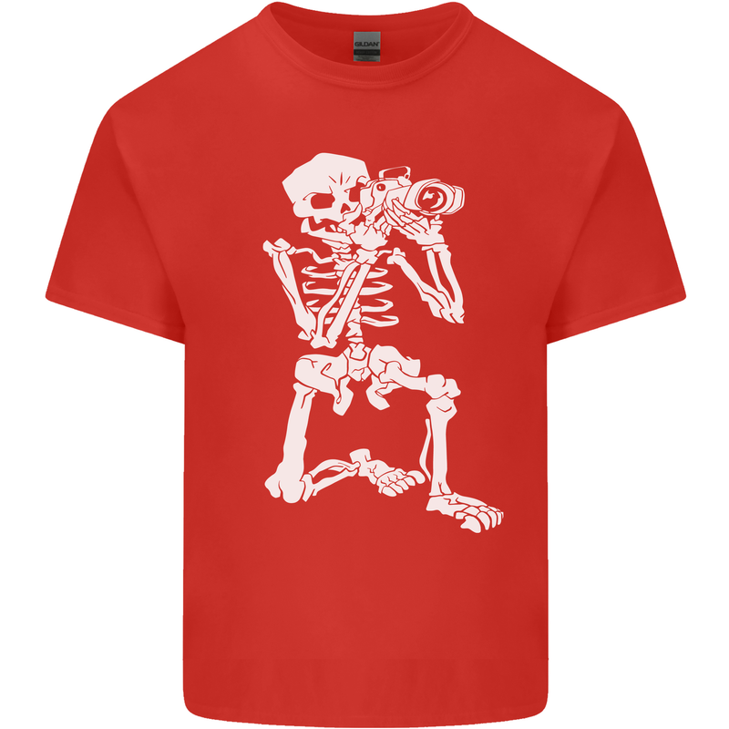 Skeleton Photographer Photography Mens Cotton T-Shirt Tee Top Red