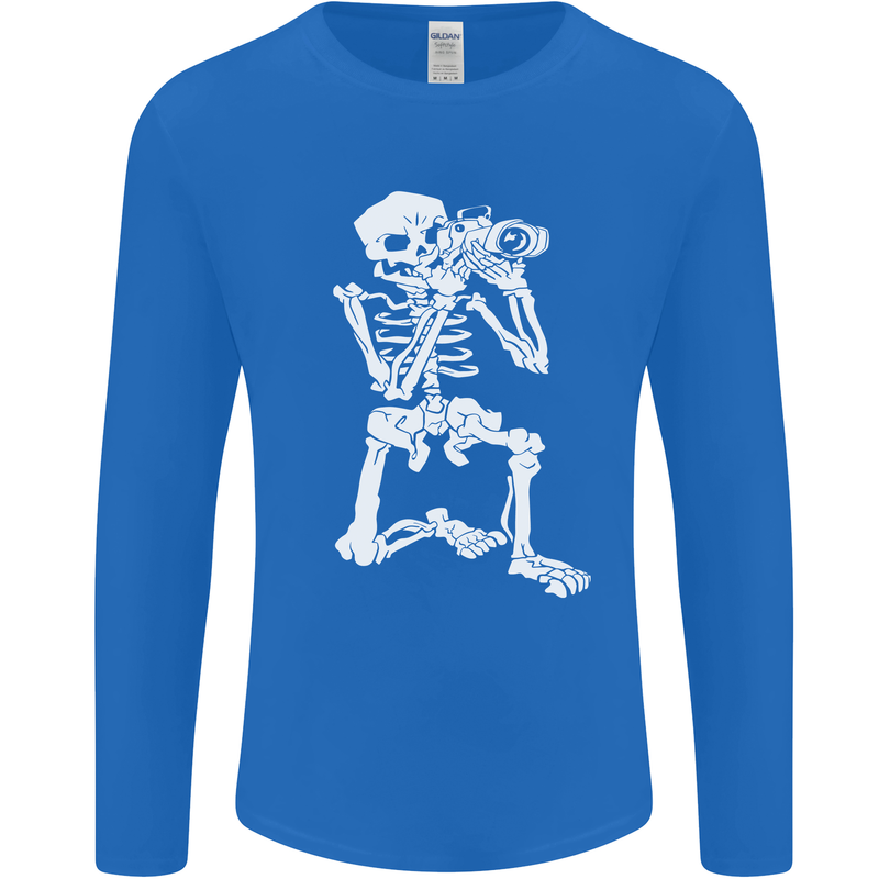 Skeleton Photographer Photography Mens Long Sleeve T-Shirt Royal Blue