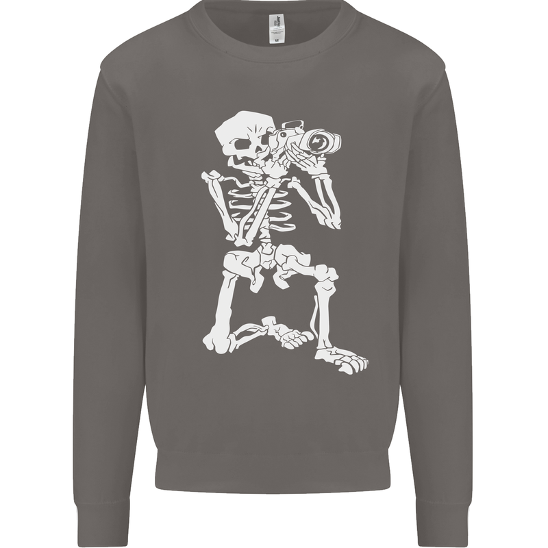 Skeleton Photographer Photography Mens Sweatshirt Jumper Charcoal