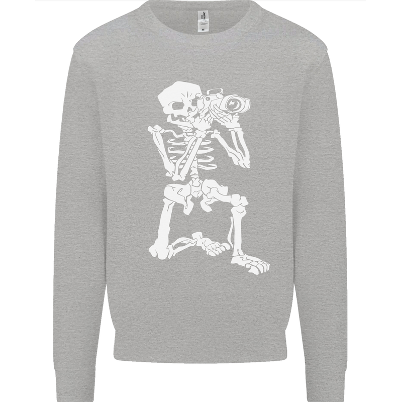 Skeleton Photographer Photography Mens Sweatshirt Jumper Sports Grey
