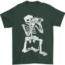 Skeleton Photographer Photography Mens T-Shirt 100% Cotton Forest Green