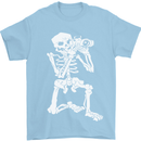Skeleton Photographer Photography Mens T-Shirt 100% Cotton Light Blue