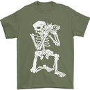 Skeleton Photographer Photography Mens T-Shirt 100% Cotton Military Green