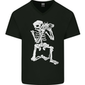 Skeleton Photographer Photography Mens V-Neck Cotton T-Shirt Black