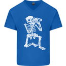 Skeleton Photographer Photography Mens V-Neck Cotton T-Shirt Royal Blue