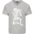 Skeleton Photographer Photography Mens V-Neck Cotton T-Shirt Sports Grey