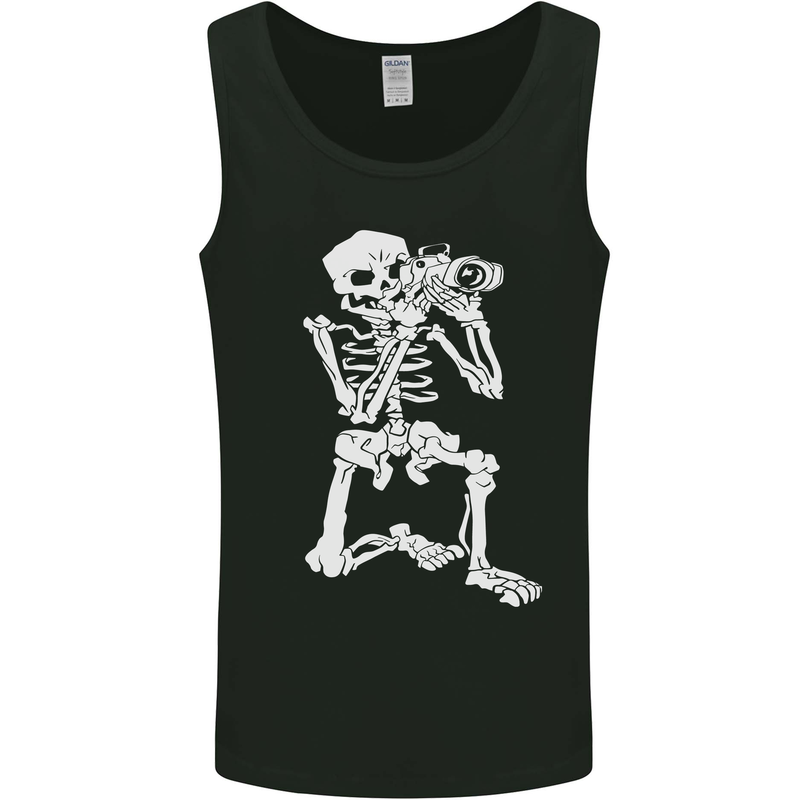 Skeleton Photographer Photography Mens Vest Tank Top Black