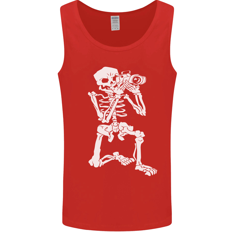 Skeleton Photographer Photography Mens Vest Tank Top Red