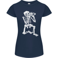 Skeleton Photographer Photography Womens Petite Cut T-Shirt Navy Blue