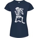 Skeleton Photographer Photography Womens Petite Cut T-Shirt Navy Blue