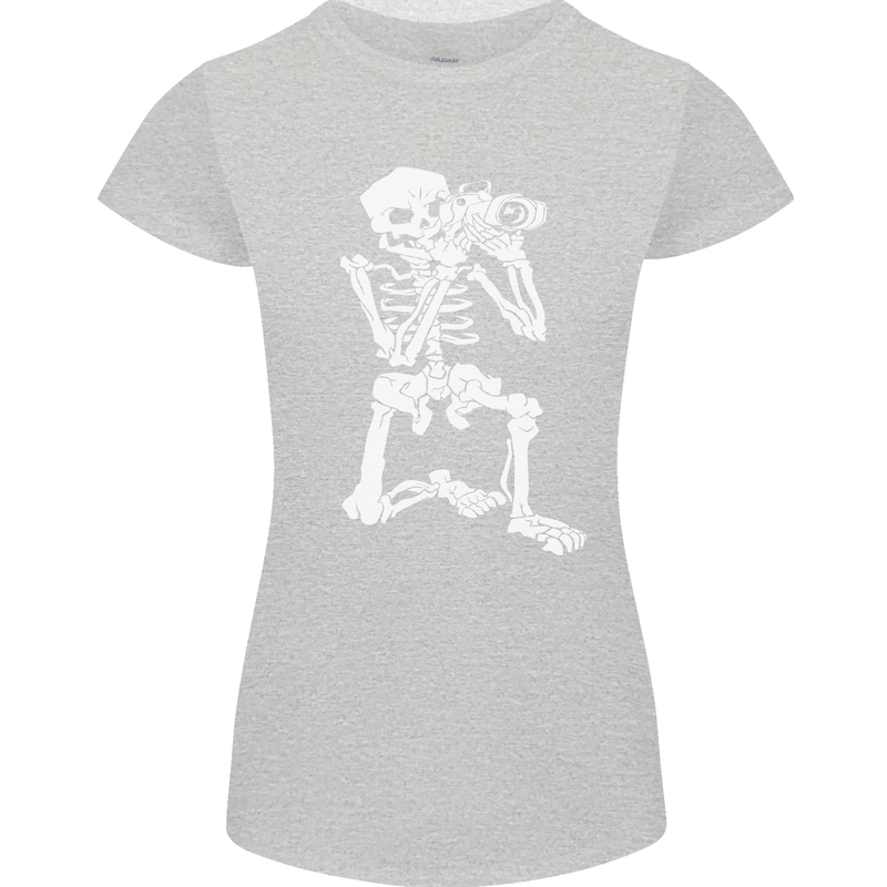 Skeleton Photographer Photography Womens Petite Cut T-Shirt Sports Grey
