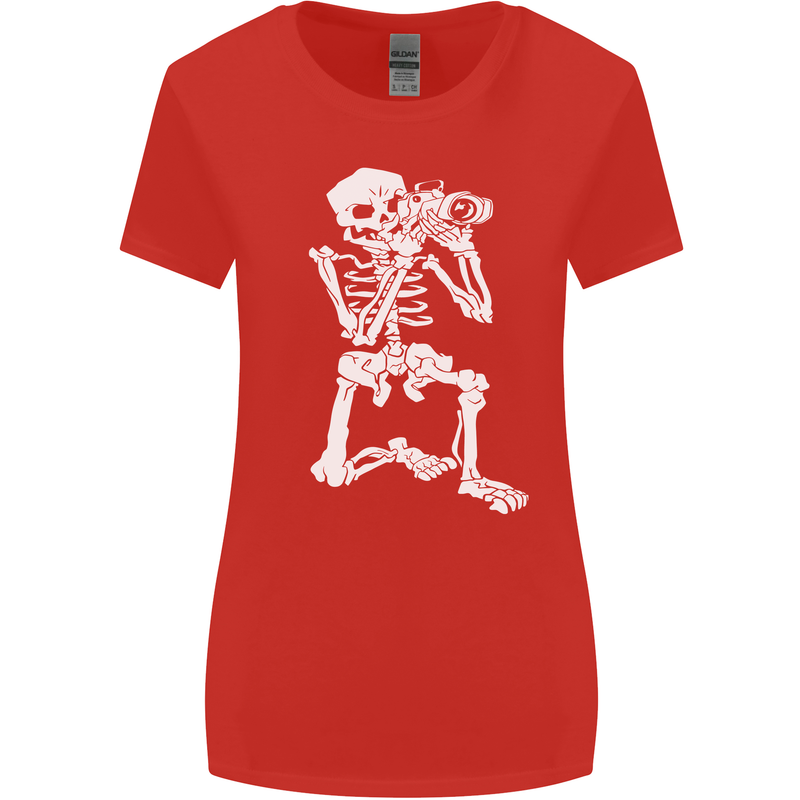 Skeleton Photographer Photography Womens Wider Cut T-Shirt Red