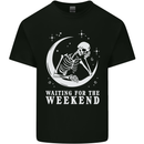 Skeleton Waiting For the Weekend Mens Cotton T-Shirt Tee Top Black